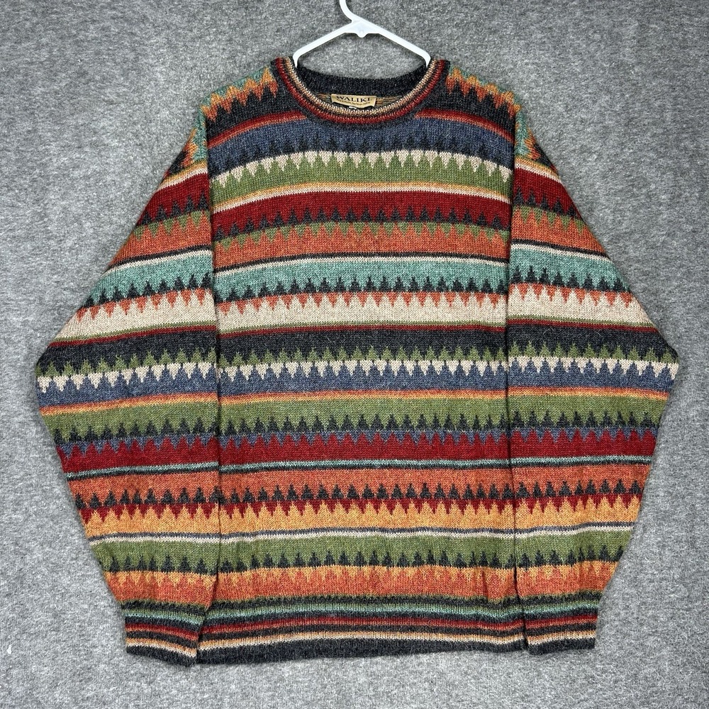 Waliki Sweater Mens XL Multicolor Aztec Alpaca Southwestern Long Sleeve Pullover